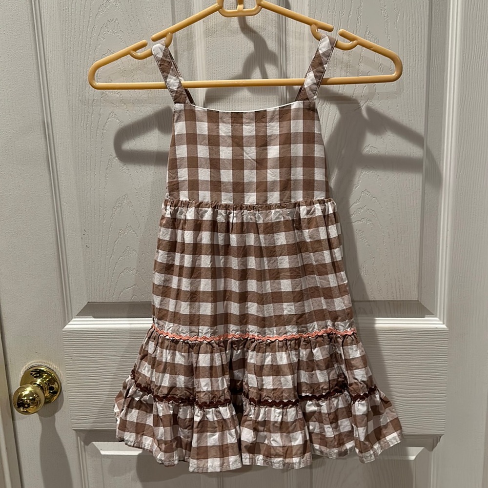 Tahari Brown & White Checkered Fit & Flare Girls Dress size 5